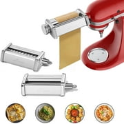 TOCOKEID 3Pcs Stainless Steel Pasta Attachment for KitchenAid Stand Mixer Included Pasta Sheet Roller, Spaghetti Cutter and Fettuccine Cutter Pasta Maker